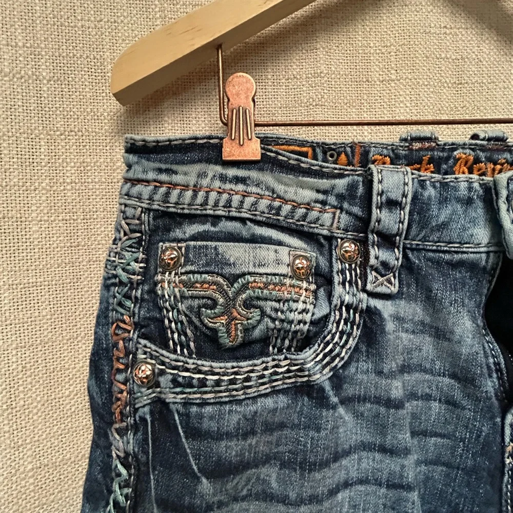 Rock Revival Men's Relaxed Blue Distressed Jeans - Picture 7 of 13